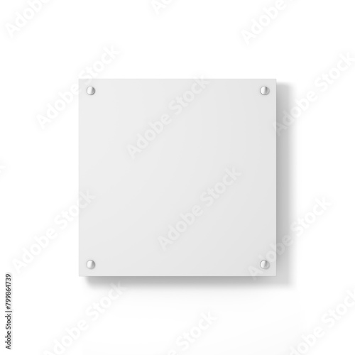 Square Nameplate Mockup 3D Rendering on Isolated Background