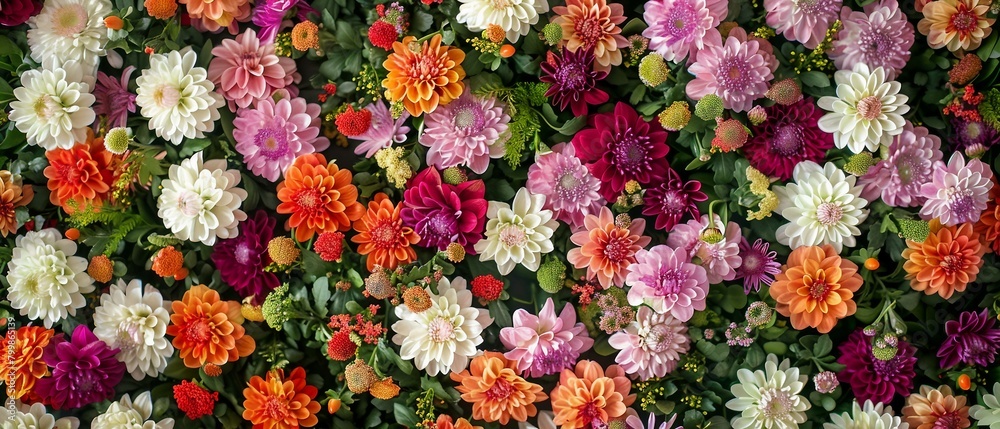 A view of a beautiful flower wall A view of a beautiful flower wall