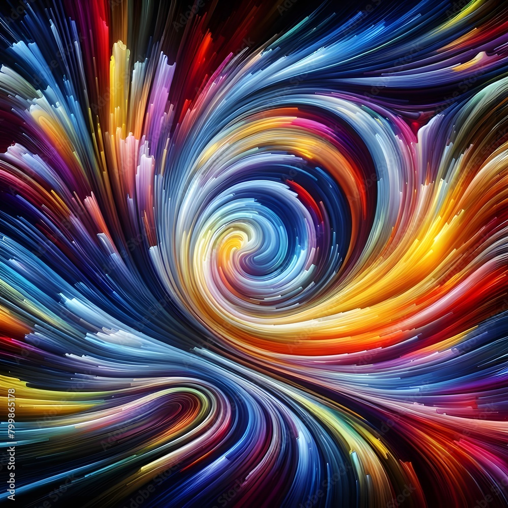 Obraz premium Chromatic Wave showcasing abstract colorful shapes shimmering in a cosmic display