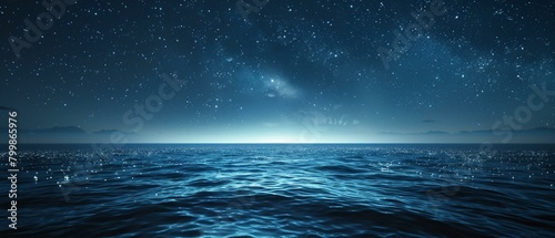 An ethereal seascape at night where the ocean mirrors © Yelena