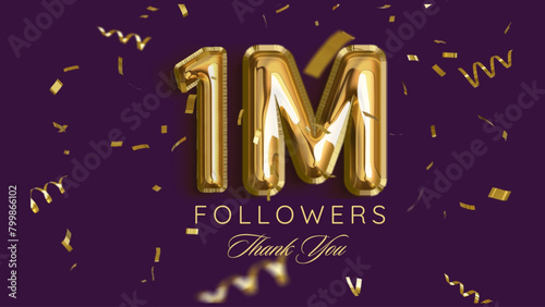 Thank you followers peoples, 1m online social group, happy banner celebrate, Vector illustration