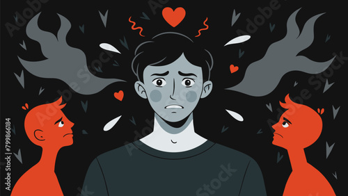 A striking charcoal drawing portraying the intense emotions and sensitivities of individuals with borderline personality disorder.. Vector illustration