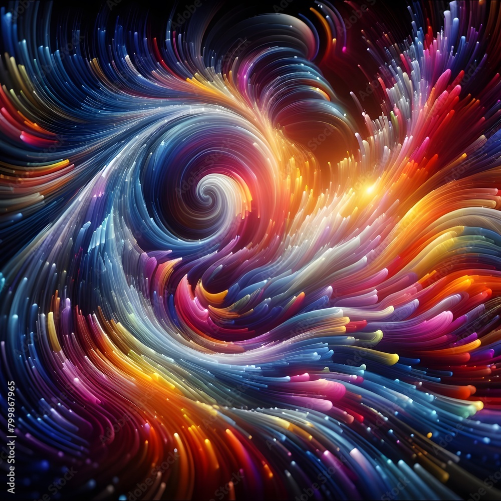 Obraz premium Chromatic Wave showcasing abstract colorful shapes shimmering in a cosmic display