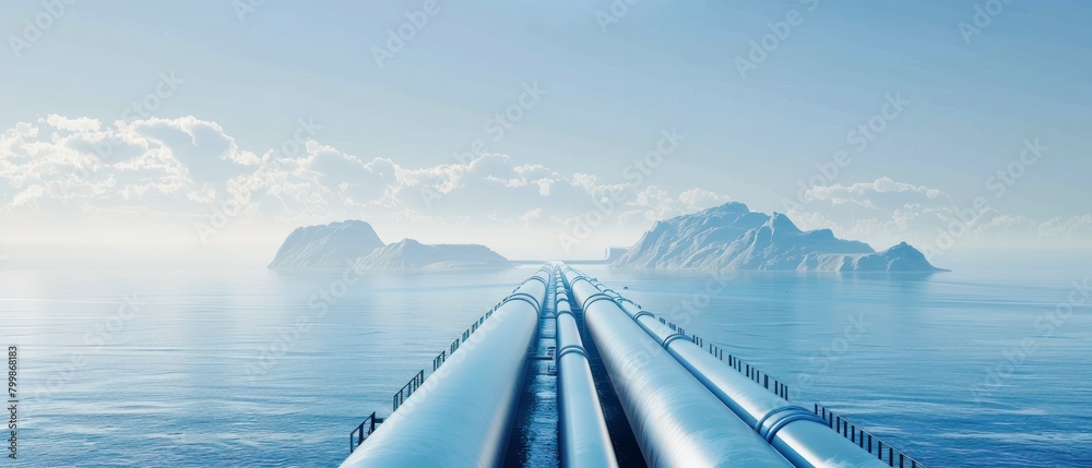 oil pipeline in the sea, oil pipes industry website banner