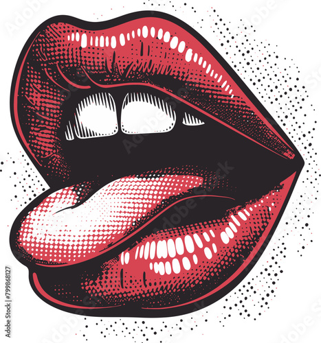 female lips retro abstract vector