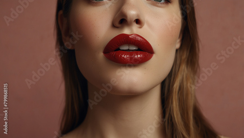 beautiful girl with lipstick 