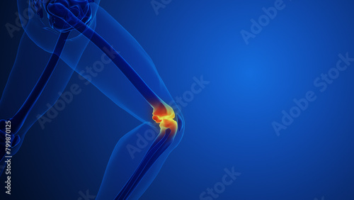 Knee Joint Pain with blue background