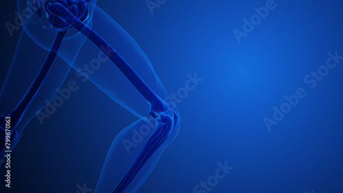 Knee Joint Pain with blue background photo