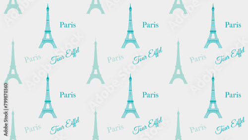 Seamless pattern with Eiffel Tower. Vector background