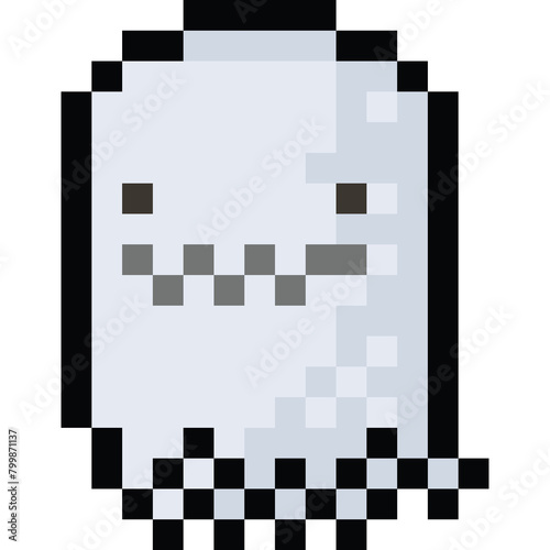 Pixel art cartoon cute halloween ghost cosplay character