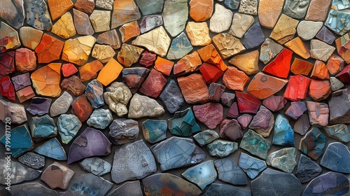 Abstract Mosaic formed from colorful stones