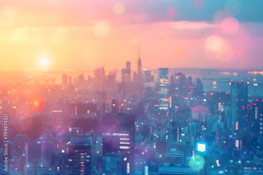 Vibrant Blurred Cityscape Banner of Urban Chaos and Beauty