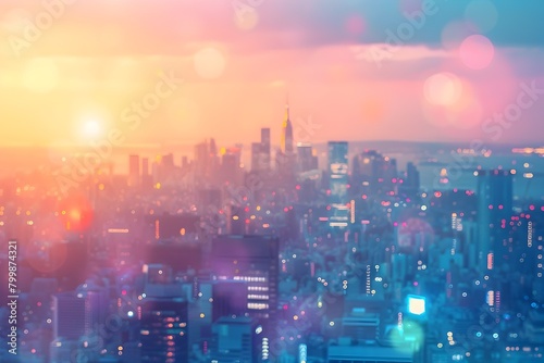 Vibrant Blurred Cityscape Banner of Urban Chaos and Beauty
