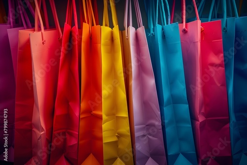 Vibrant Boutique Banners:Captivating Displays of Colorful Shopping Bags for Engaging Retail Advertisements