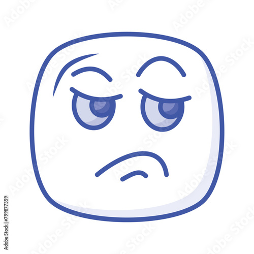 Pixel perfect icon of jealous emoji, isolated on white background