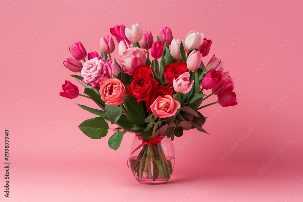 Vibrant Bouquet Elegance: Roses and Peonies in Full Bloom Vibrant Bouquet Elegance: Roses and Peonies in Full Bloom