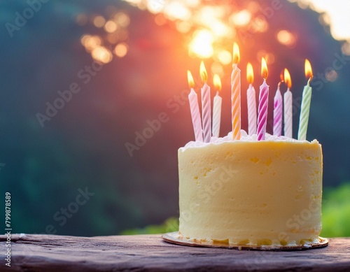 Birthday cake with cream and candles