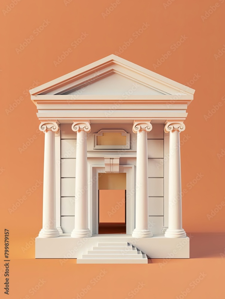 Obraz premium Museum Entry Icon A 3D museum building with an entrance fee ticket