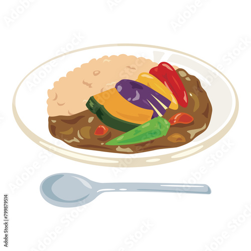 皿に盛られたベジタブルカレーライス