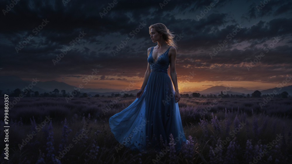woman in a lavender meadow woman in a lavender meadow
