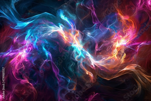 Abstract Energy Flow in Vibrant Neon Colors
