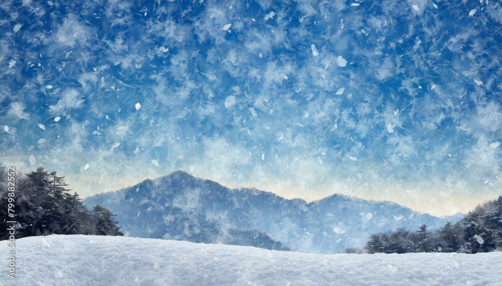 冬の静寂、しんしんと降る雪をイメージした背景（和、和紙、和風イメージの背景素材）