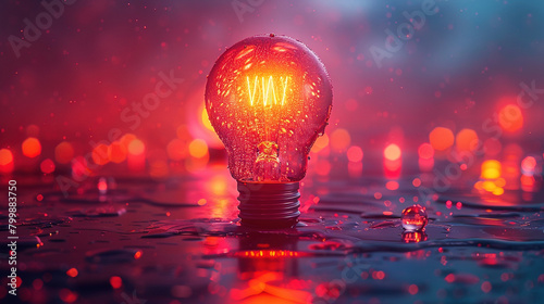 Creativity and artistic inspiration Red Background Light Bulb Glowing Brightly