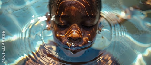 Close up portrait of a boy underwater