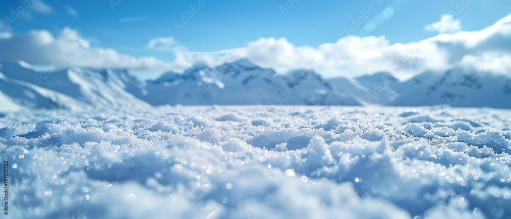 Sparkling Snow Surface With Majestic Mountain Range in Winter Sparkling Snow Surface With Majestic Mountain Range in Winter