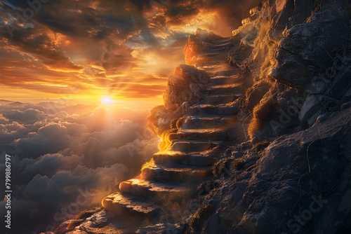 Dramatic Stairway to Triumph:Ascending Towards Visionary Horizons of and Fulfillment photo