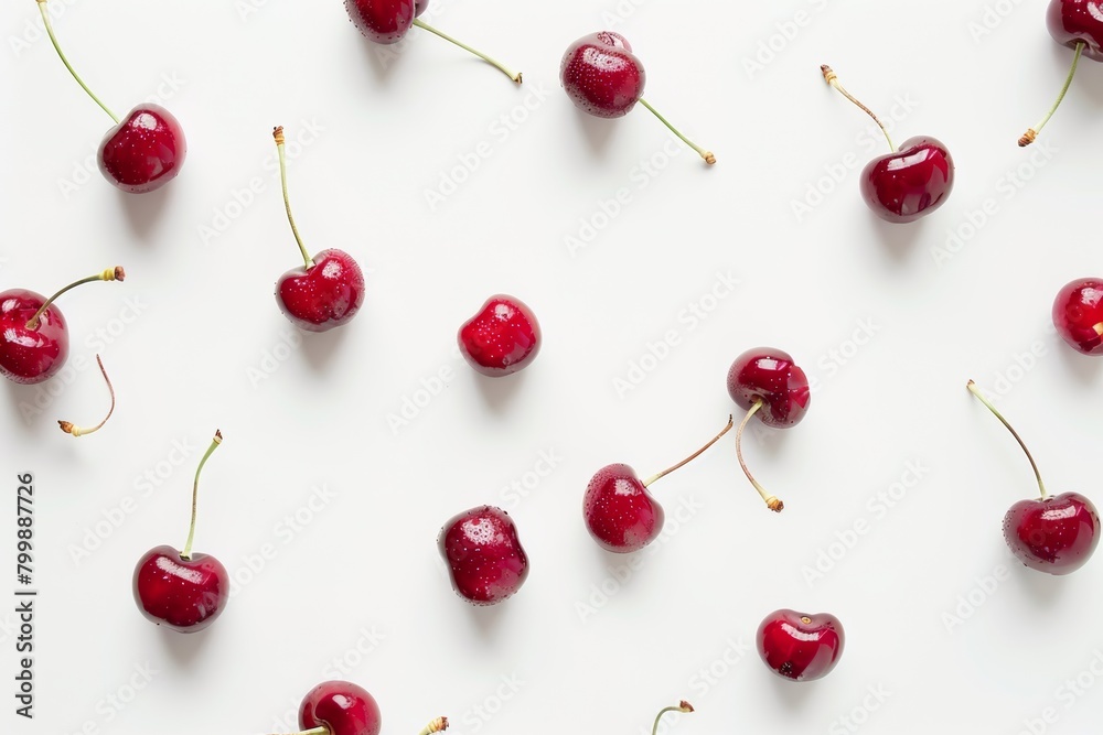 Ripe cherries, isolated on white, perfect for summer concepts.