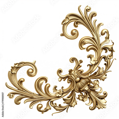 Ornate golden floral design on a white background.