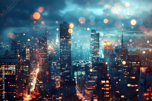 Captivating Cityscape Dreamscape Blurred Skyline of a Modern Metropolis Ablaze with Dazzling Lights and Enchanting Atmosphere