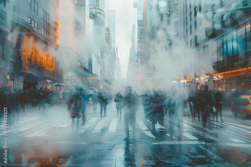 Captivating Urban Haze:Blurred Street Scene in a Contemporary City Landscape