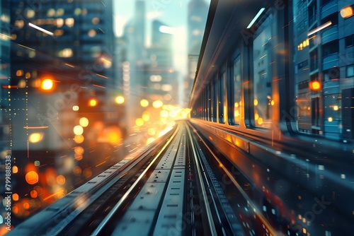 Dynamic Blurred Cityscape with High-Speed Train Commute for Urban © TEERAWAT
