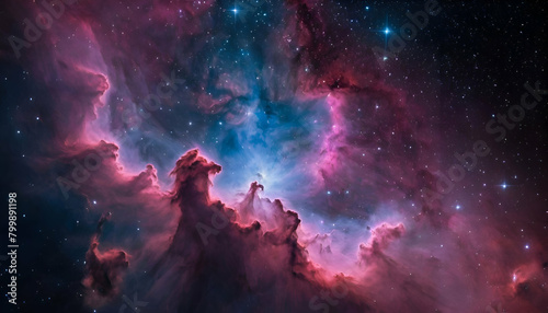 space nebula background with galaxy stars planets © Rahul