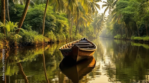 A beautiful scenery of kerala backwaters photo