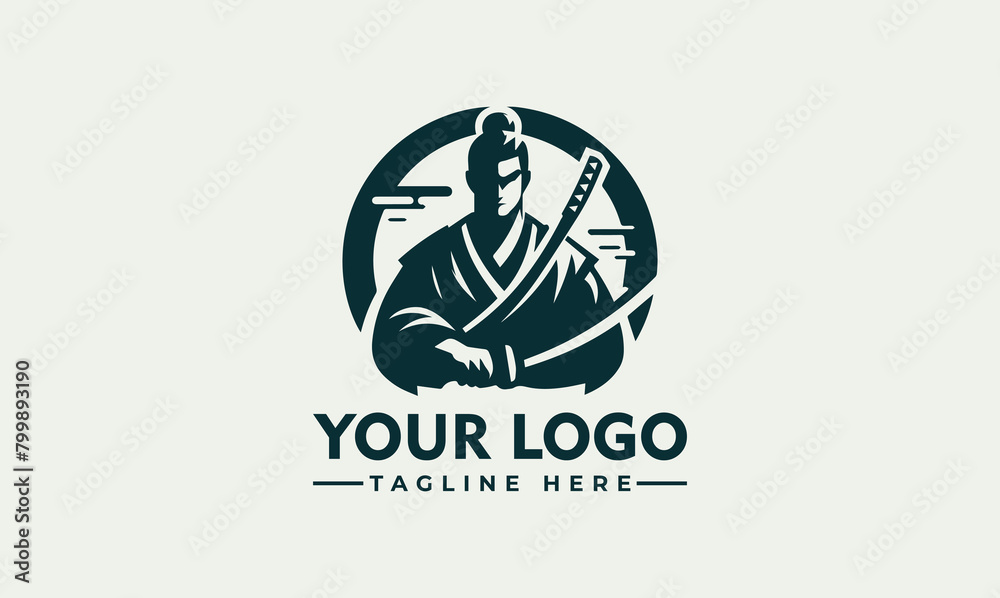 Ronin samurai mascot vector logo design ninja ronin samurai logo vector