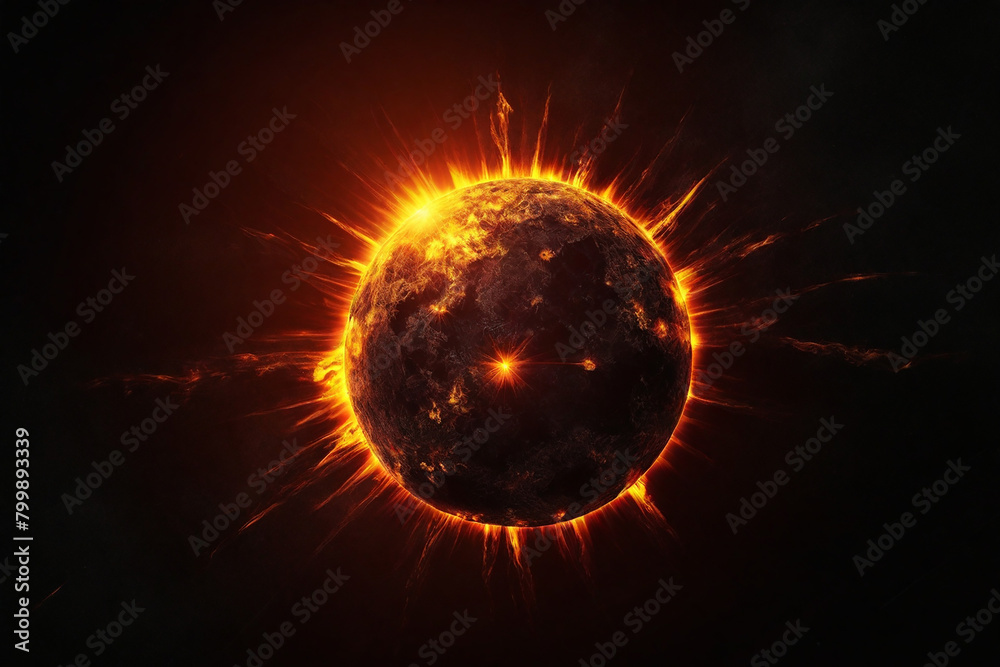 Sun eclipse on planet Earth, 3D render of a sun eclipse Sun eclipse on planet Earth, 3D render of a sun eclipse