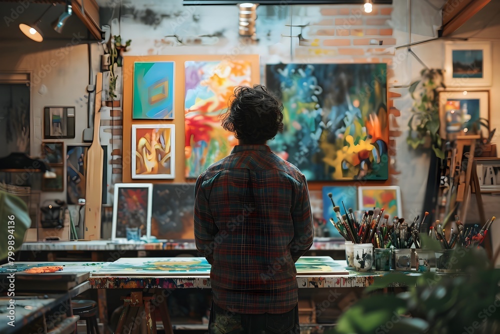 Creative Pursuits in a Vibrant Studio with Inspiring Views and Displays Creative Pursuits in a Vibrant Studio with Inspiring Views and Displays