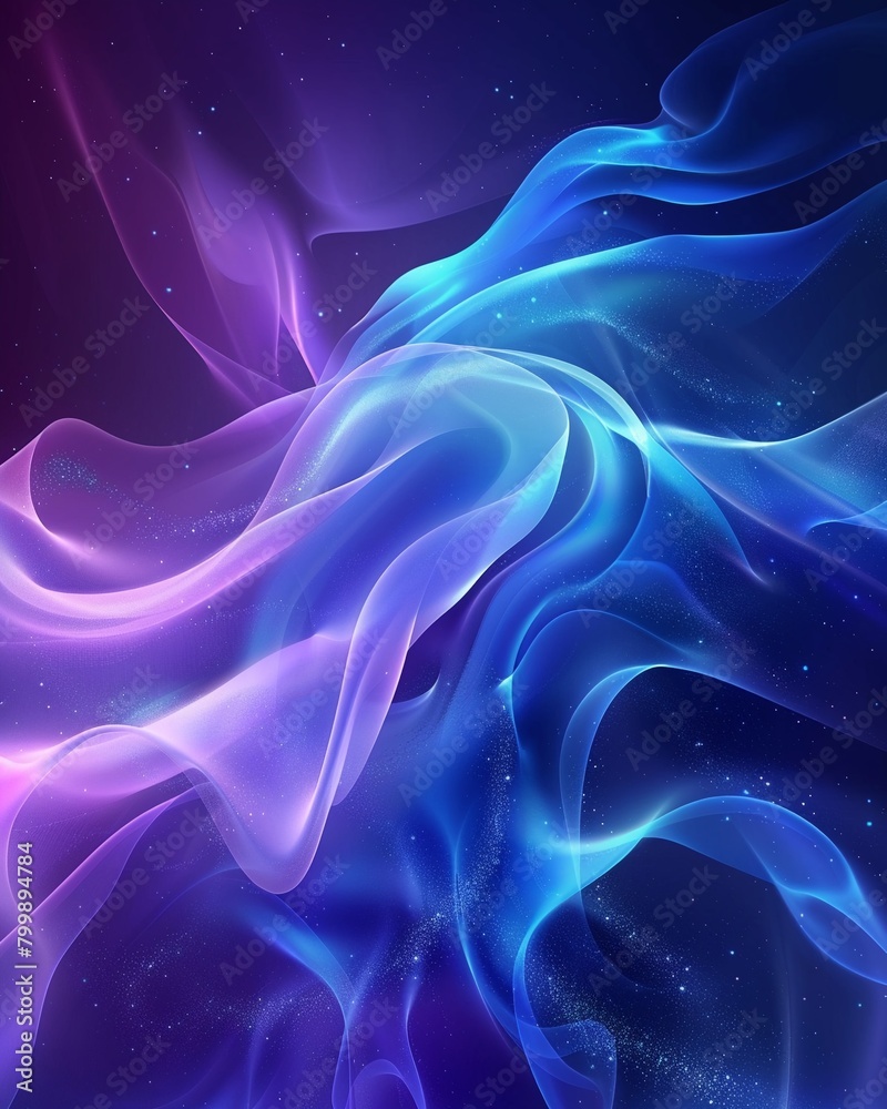 Abstract blue and purple liquid wavy shapes futuristic banner Glowing retro waves vector background