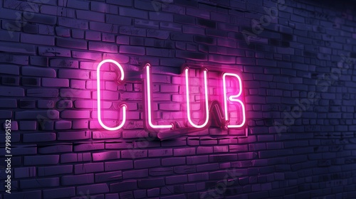 Neon CLUB text on dark wall background