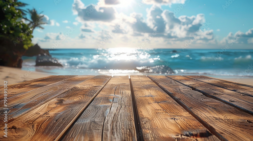 Tropical Beach View from Wooden Pier