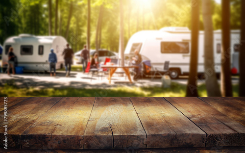 Table background of free space and camping background photo