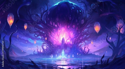 Mystical Glowing Jellyfish Forest