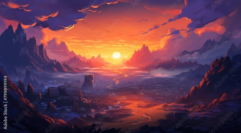 Sunset Vista Over Mystical Valley Sunset Vista Over Mystical Valley