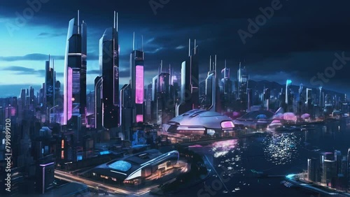 aerial view of a futuristic modern city with advanced technology