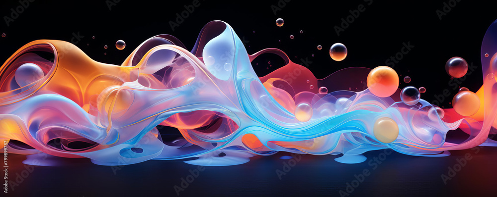 Obraz premium Abstract futuristic background an artwork with fluid neon structures for tech. Avoiding any blurs or smudges, in high definition to enhance a sophisticated and forward thinking aesthetic.