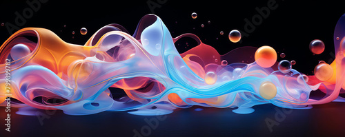 Abstract futuristic background an artwork with fluid neon structures for tech. Avoiding any blurs or smudges, in high definition to enhance a sophisticated and forward thinking aesthetic.