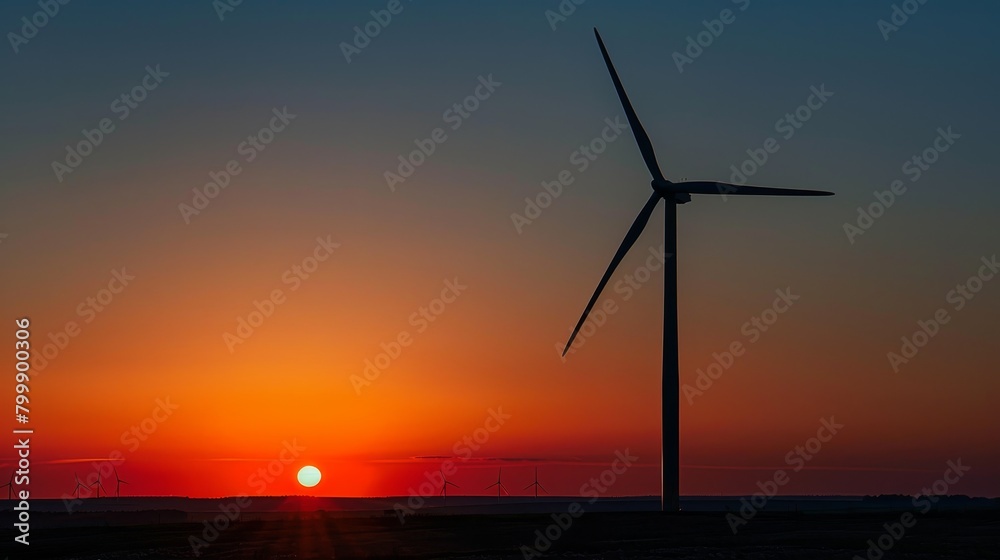 Sunset Behind Wind Turbine, Ideal for Renewable Energy and Sustainable Technology Sunset Behind Wind Turbine, Ideal for Renewable Energy and Sustainable Technology